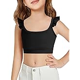 Haloumoning Girls Training Bra Kids Cute Ruffle Sports Bra Workout Yoga Bra Comfort Dance Crop Top