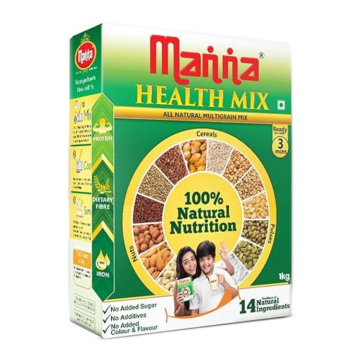 Manna Health Mix, 100% Natural Breakfast Porridge Without Preservatives & Added Sugars, 1Kg Pack