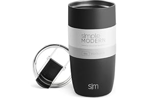 Simple Modern Travel Coffee Mug Tumbler with Flip Lid | Reusable Insulated Stainless Steel Cold Brew Iced Coffee Cup Thermos | Gifts for Women Men Him Her | Voyager Collection | 16oz | Midnight Black