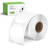Nelko Genuine 2 Inch White Circle Thermal Stickers Labels, Compatible with Nelko PL70E Label Printer, Self-Adhesive for Small Businesses, DIY Logo Design, Customized Stickers, QR Code 750 Labels/Roll