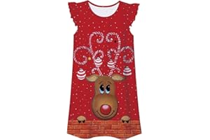 uideazone Girls Nightgowns Flutter Sleeve Pajamas Dress 3D Printed Princess Nightdress Size 5-12