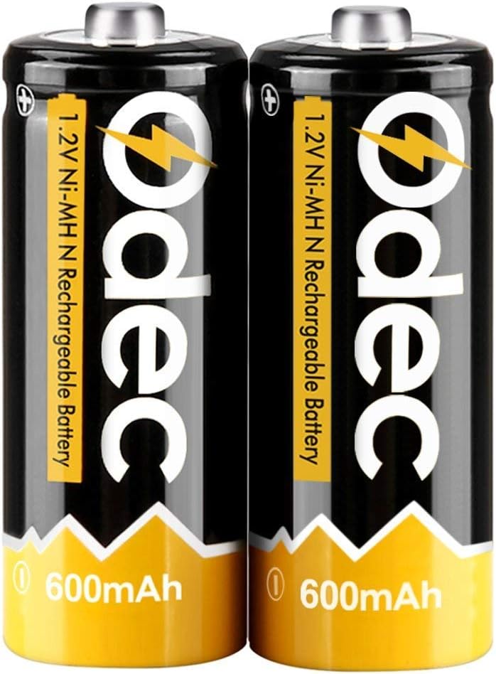 Odec N Battery, 2 Pack 600 mAh 1.2 V Rechargeable Batteries N LR1 E90 MN9100 AM5 - Button Top