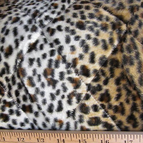 Cheetah Brown Black Double Sided Velboa Quilted Fabric - Sold by the Yard 58" Width
