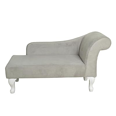 HomePop Youth Chaise Lounge with White Wood Legs, Gray Velvet