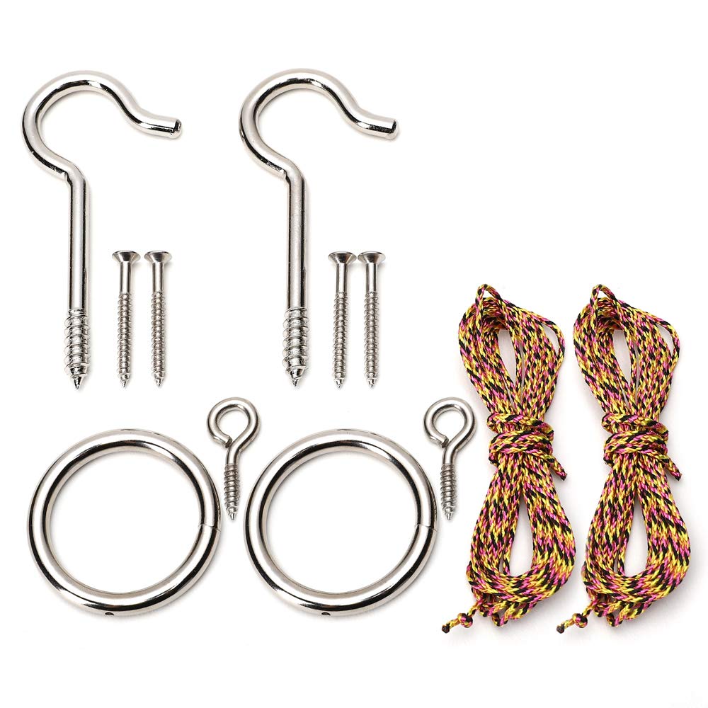IParts DIY Hook and Ring Game Set, Heavy-Duty Nickel, Steel Hardware and String Ring Toss Game, Set of 2