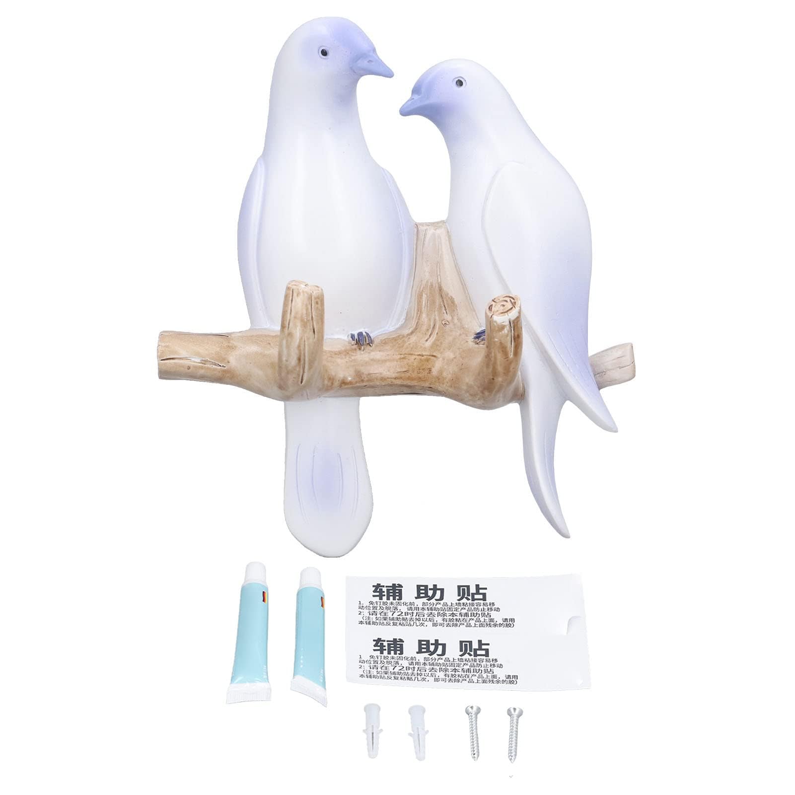 Wall Hooks, 3D Resin Birds Decorative Wall Mounted Hooks for Hanging Coats, Scarves, Bags, Purses, Backpacks, Keys and More - Light Purple
