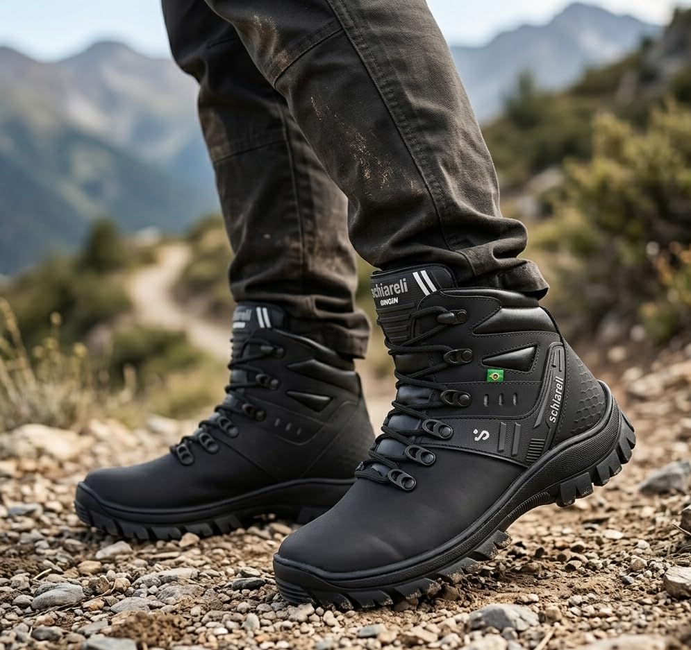 Bota Coturno Masculino Militar Zeus Palmilha em Gel Couro Legítimo