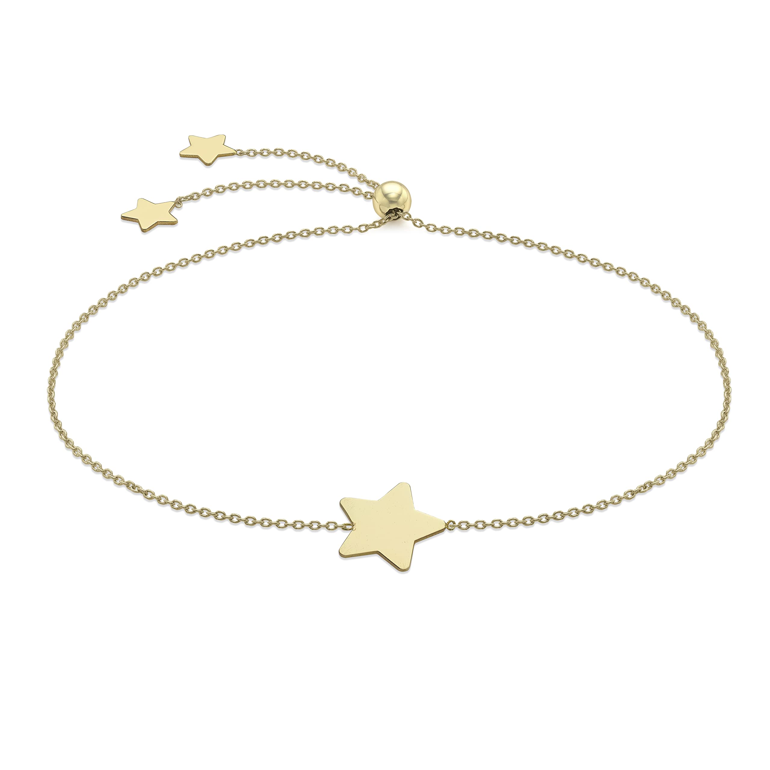 CARISSIMA Women's 9 ct Yellow Gold 9.6 x 10 mm Star Adjustable Slider Bracelet 23 cm/9 Inch