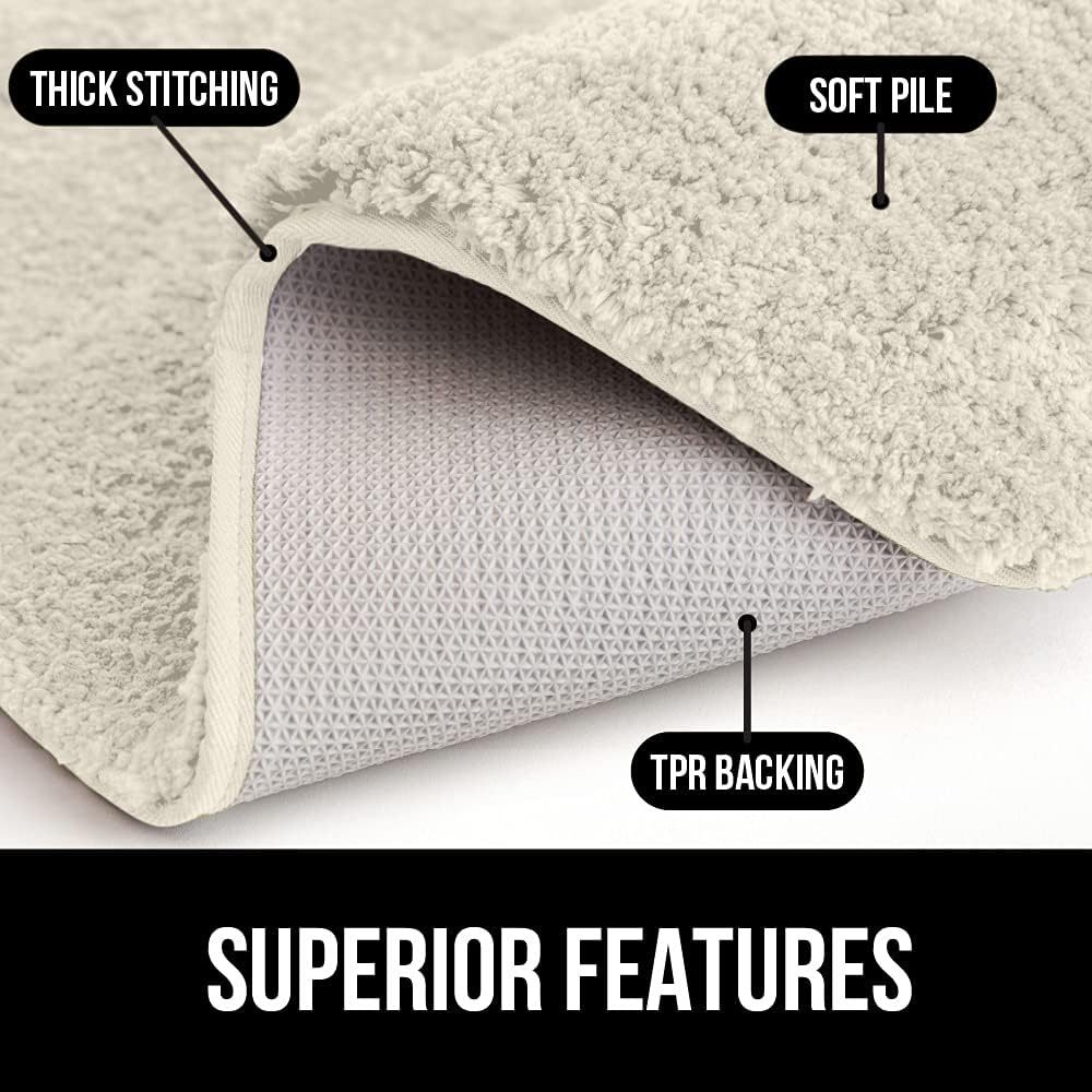 Gorilla Grip Premium Luxury Bath Rug, Absorbent, Soft, Thick Shag, Bathroom Mat Rugs, Machine Wash and Quick Dry, Plush Carpet Mats for Bath Room, Shower, Bathtub and Spa Floors, 24x17, Ivory Cream: Home & Kitchen