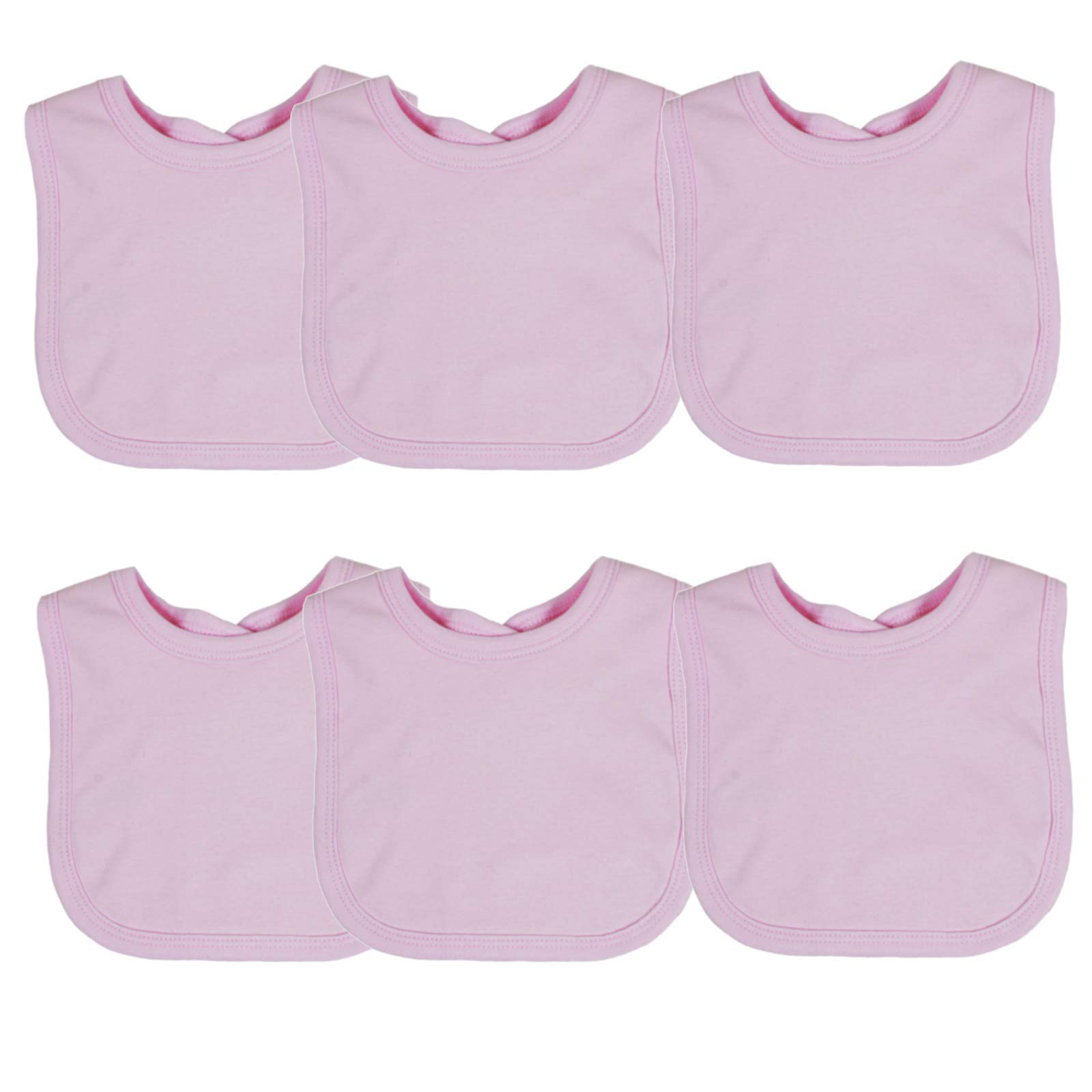 Baby Bibs Plain Cotton for Boy or Girl, White Cream Pink Blue Grey Black Navy, 3 or 6 Pack, Pink, 3 Pack