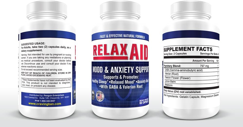 Natural Sleep Aid Supplement for Relaxation with Non GMO Valerian Root Passion Flower GABA(Gamma Aminobutyric Acid) Helps with Anxiety/Stress Insomnia Depression & Drug/Alchohol Withdrawal Symptoms