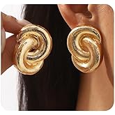 Chunky Gold Knot Statement Earrings for Women,Exaggerated Large Spiral Twisted Dangle Earrings,Fashion Geometry Ear Jewelry Accessories