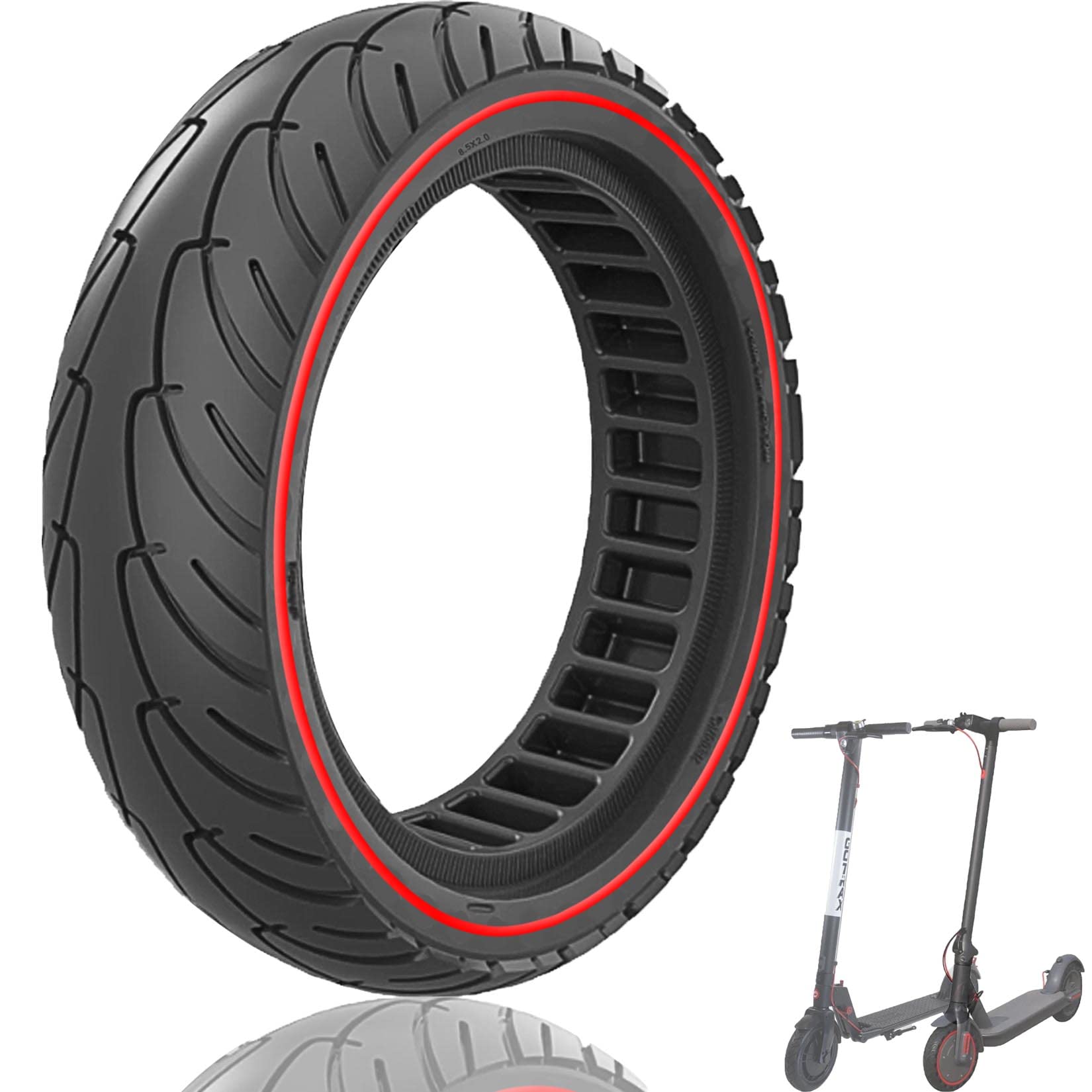 Felixstory 8.5 x 2 (50/75-6.1) Solid Rubber Tyre for Xiaomi Scooter M365/Pro/Pro2/1S/Essential/3, 8 1/2 x 2 Inch Hard Honeycomb Tyre, Anti-Puncture Protection, Non-Slip, Puncture Proof, Durable, 8.5