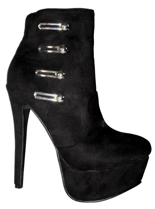 Erogance Velour Plateau High Heels Stiefeletten Stiefel Schwarz EU 37-46/A5262