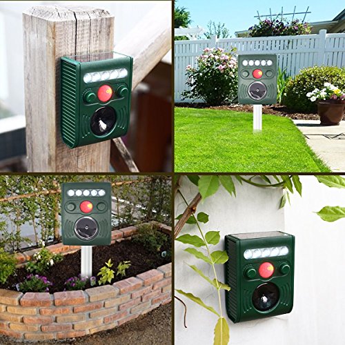 UDGTEE Pest Repeller, Ultrasonic repelleent,Frequency Adjustable,5 Frequency Modes,Waterproof Animal Repeller Deterrent Scarer for Cat,Squirrel,Deer, Skunk,Chipmunk,Rabbit,etc(Batteries Include)