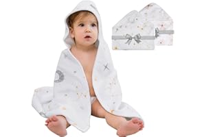 Viviland 2 Pack Hooded Baby Towels, Soft 100% Cotton Baby Bath Towels with Hood, Extra Thick and Absorbent, Essential for New