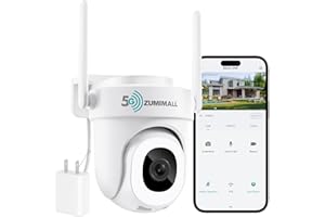 ZUMIMALL 3MP Security Camera Outdoor - 360° PTZ Auto Tracking | 24/7 Recording Wired Power, 2.4G/5G Wireless WiFi | Motion & Noise Detection, Color Night Vision, 2-Way Audio | Compatible with Alexa