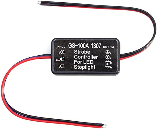 Amazon Gs 100a 1307 Ledブレーキストップライト点滅装置 ストロボフラッシュモジュールコントローラー アラート効果抜群 後部衝突防止 取り付け簡単 ブレーキ テールランプ 車 バイク