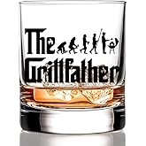 RZHV The Grillfather Old Fashioned Whiskey Glass, Funny Father's Day Anniversary Birthday Gift for Men Husband Dad Uncle Grandpa Friends Coworkers Barbecue Grill Lover