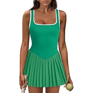 NIASHOT Athletic Dress for Women with Shorts Sleeveless Womens Golf Dress | Pleated skirt with shorts, Vacation dresses, Grad