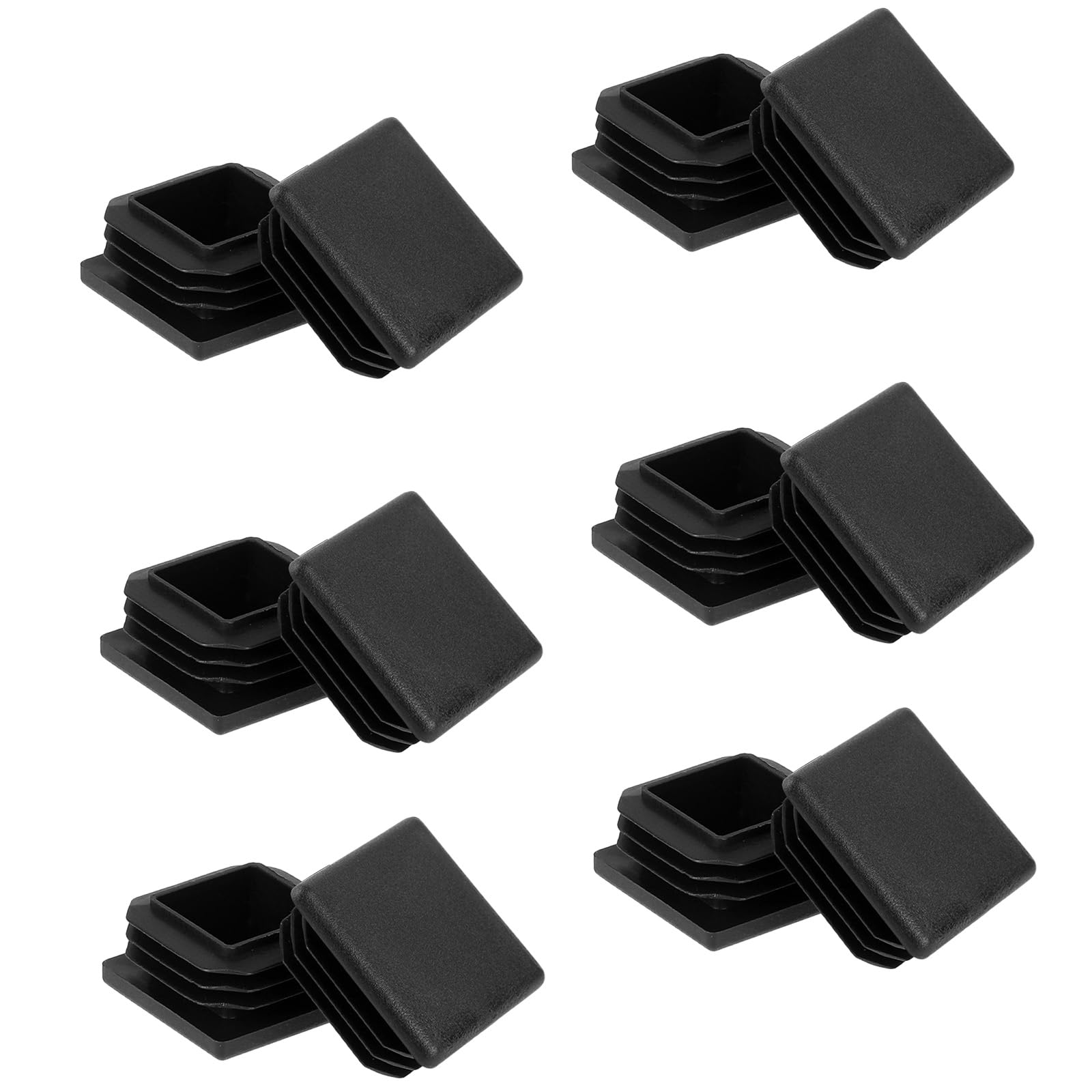 12 Pack Square Plastic Plugs 30x30 mm Tubing End Caps Black Fence Post Pipe Cover Fitness Equipment Furniture Finishing Plug for Square Metal Tube