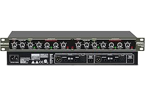 MICNAUX Audio Compressor, Professional Dual-Channel Black Dynamic Processor with Noise Gate & Sidechain Insert for Studio, Li