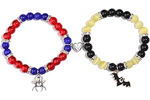 Korotho Matching Bracelets for Couples Best Friend, Spider Kitty Charm Bracelets Christmas Gifts Bff Friendship Matching Jewelry Long Distance Relationship Bracelets for Couples Family Friends Bf Gf