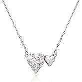 Frigotine Dainty Silver Heart Pendant Necklace for Women, Sparkly CZ Rhinestone Adjustable Chain Love Christmas Valentine's Day Accessories Fashion Jewelry Gift