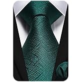 HISDERN Ties for Men Solid Houndstooth Neckties Handkerchief Formal Business Tie & Pocket Square Set Wedding Party