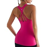 RUNNING GIRL Workout Tank Tops for Women Built in Shelf Bras Padded,Sleeveless Gym Tops Athletic Yoga Shirts