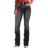 Flamingals Boot Cut Jeans for Women Mid Waist Tummy Control Trendy Flare Jeans Straight Denim Pants