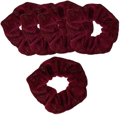 Fenteer 5 Pack Velvet Scrunchies Burgundy Hair Accessories - Soft & Stretchy