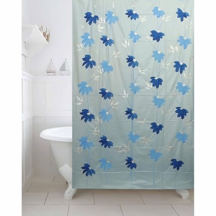Kuber Industries PVC Shower Curtain - 7ft, SkyBlue