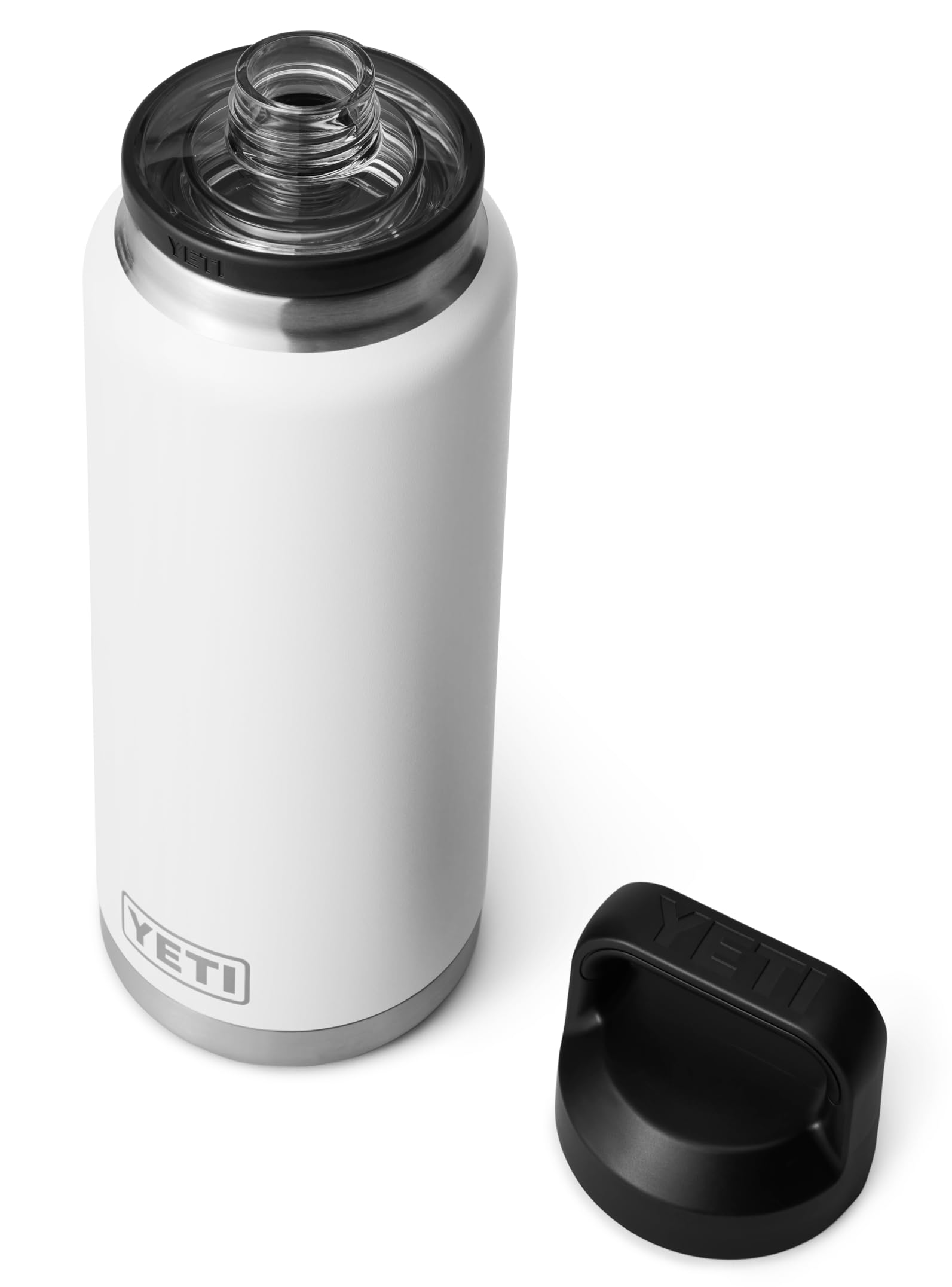 YETI Rambler Bottle Chug, Vaccum Insulated Stainless Steel Bottle with Leakproof Chug Cap, White, 36 oz (1065 ml)