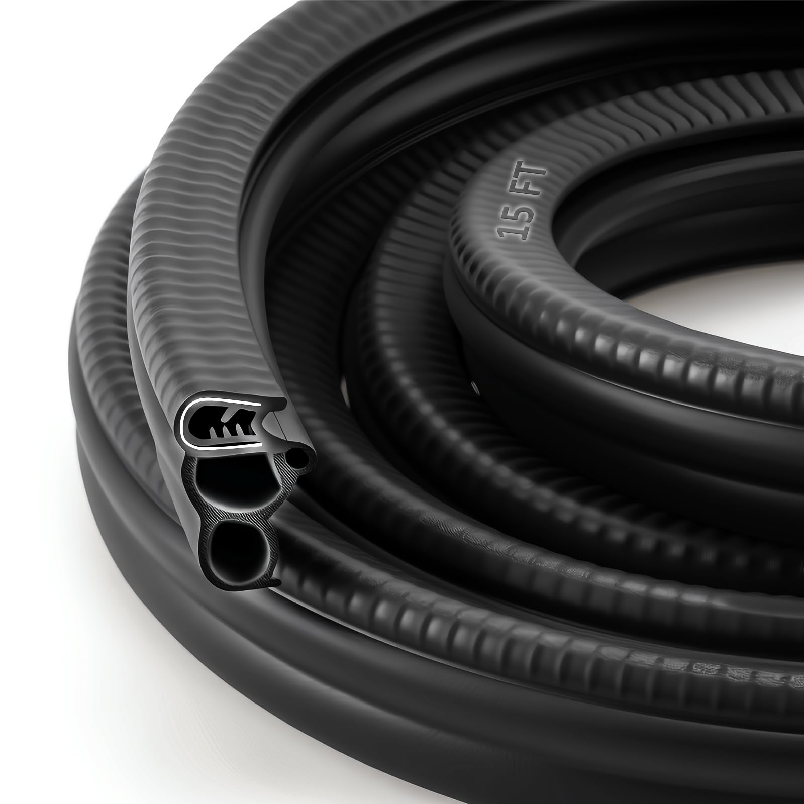 Photo 1 of [Upgraded 3-Bulb] Automotive Door Weather Stripping, 15FT Universal Car Door Seal Strip, Enhanced Soundproofing EPDM Rubber Trim Seal, Superior Triple Barrier Gasket for Trucks, RVs, Boats, Cabinets