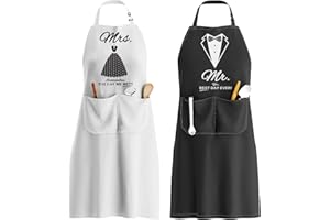 JDNFYGX Mr & Mrs Aprons for Couples Gifts - Bridal Shower Gifts, Wedding Engagement Gifts for Couples, Valentine's Day Christmas Gifts for Couple, His and Her Gifts, Funny Kitchen Gifts for Couples