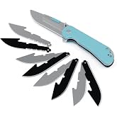 KNINE OUTDOORS Pocket Folding Knife for Men, Replacement Blades (Blue)