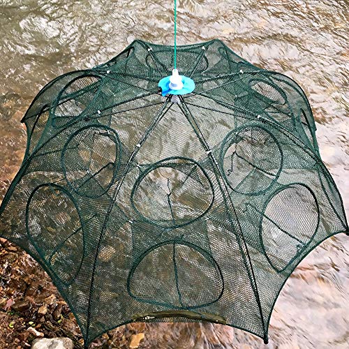 Isali Tools - New ETT 4-20 Holes Automatic Folding Fishing Net Shrimp Cage Nylon Foldable Crab Fish Trap Cast Net Cast Folding Fishing Network - (Color: 10 Sides 20 Holes Di)