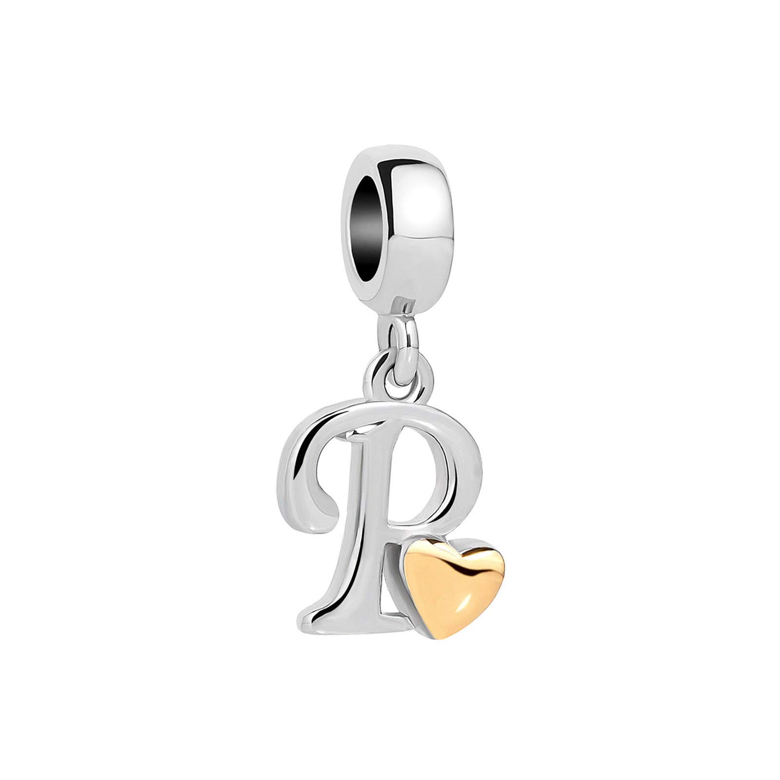 P Initial Letter Gold Heart Charm for Pandora Charms Bracelets Name Alphabet Birthday Jewellery Gift for Women Daughter Granddaughter Sister Friendship
