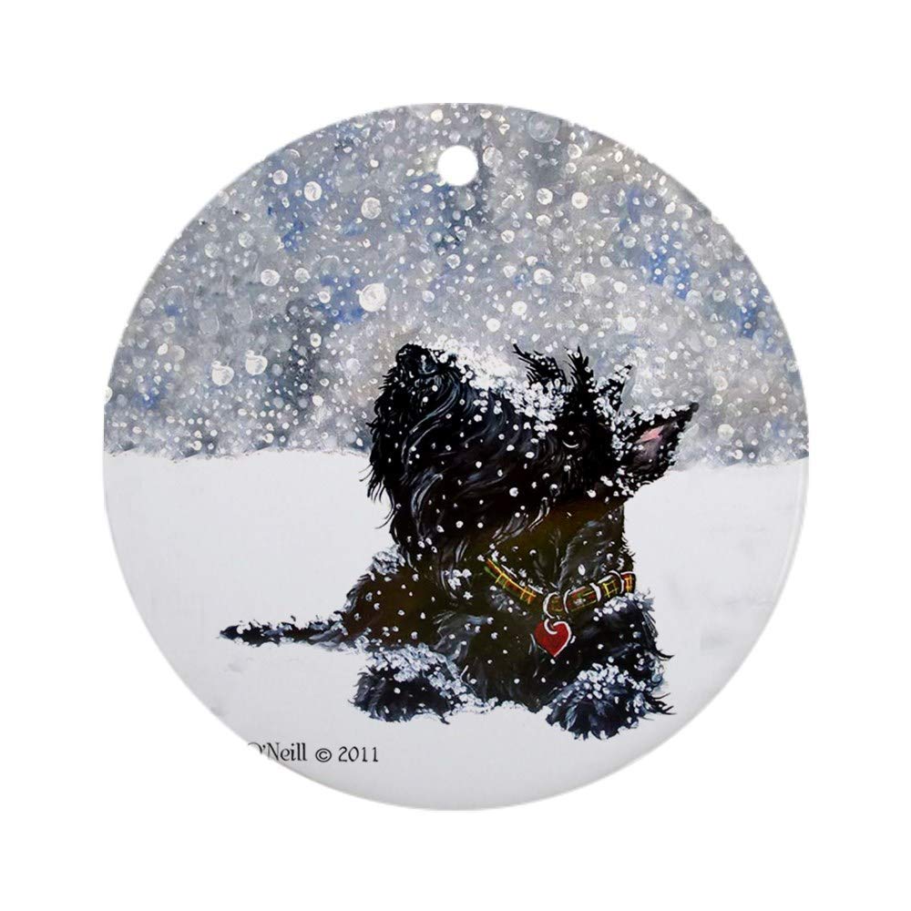 i-zehibho-i Ceramic Round Ornaments - Scottish Terrier Christmas Personalized Custom Handmade Holiday Christmas Ornament Ideas 2019, 2.87" in Diameter