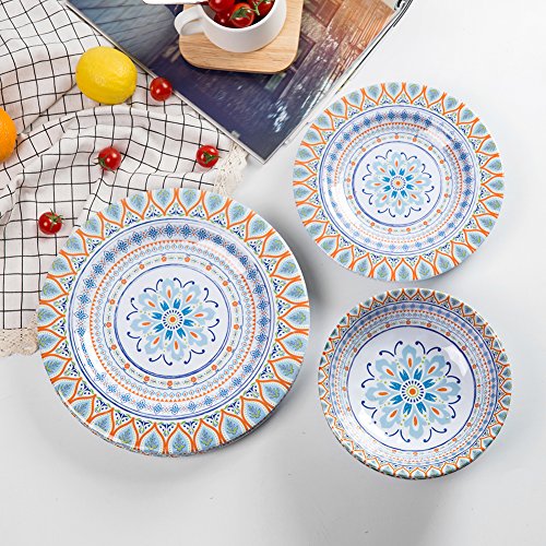 12pcs Dinnerware Set - Melamine Dinner Plates Set for Camping Use, Service for 4