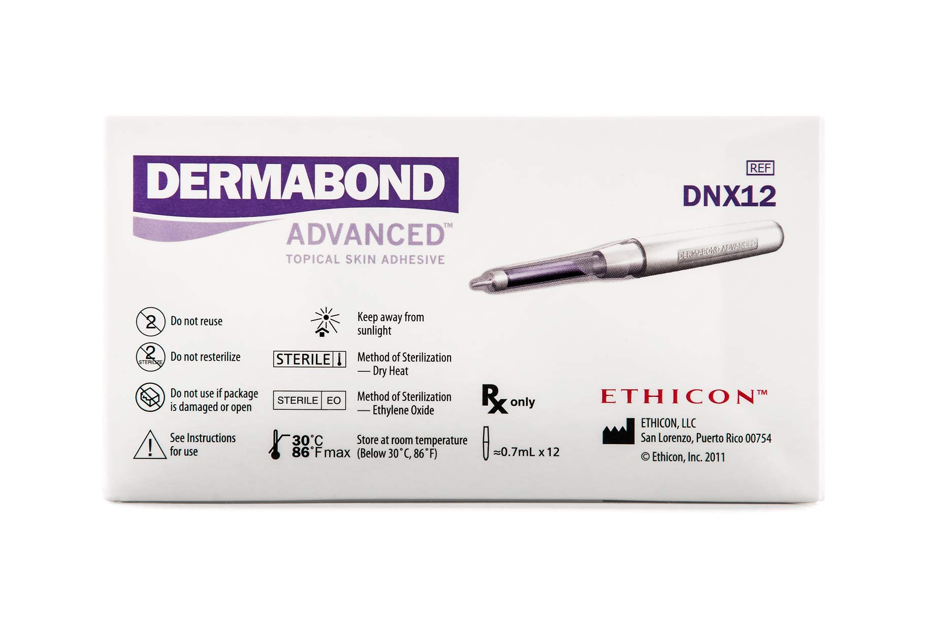 Ethicon DERMABOND ADVANCED Topical Skin Adhesive, DNX12, 0.7 mL Ampule