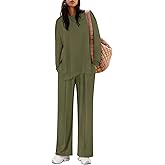 COCCKO Womens Sweatsuits 2 Piece Sets Fall Side Slit Sweatshirt Wide Leg Sweatpant Airport Travel Outfits Tracksuits
