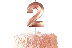 SACGUGUBER Rose Gold Number 2 Candle, 3D Diamond 2.76 Inch Number Birthday Cake Candles for Wedding Anniversary Decoration Happy Birthday Party Celebration