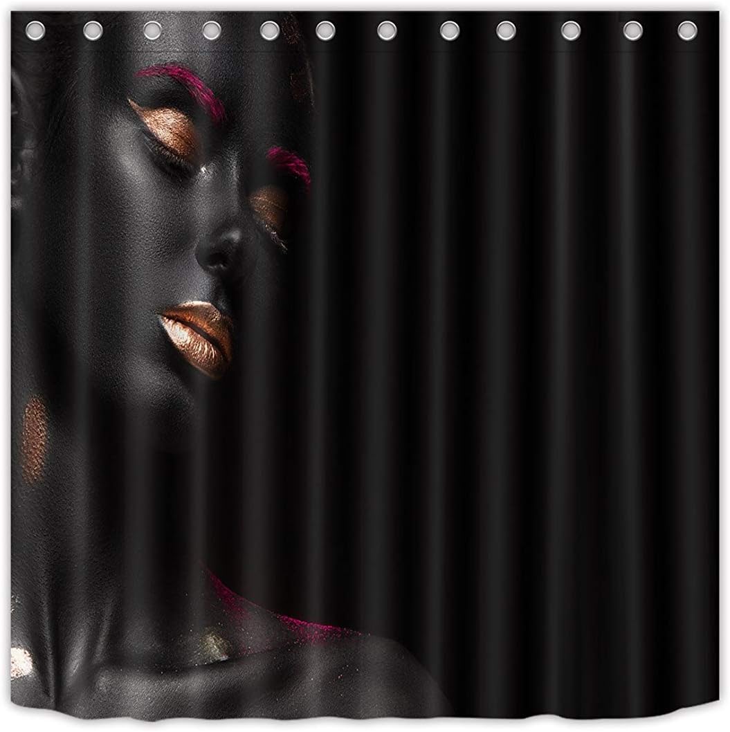 Amazon Com Ashasds Black Girl Shower Curtains For Bathroom Black And Rose Gold African American Woman Bathroom Decor Bathroom Curtain 66 X 72 In Home Kitchen
