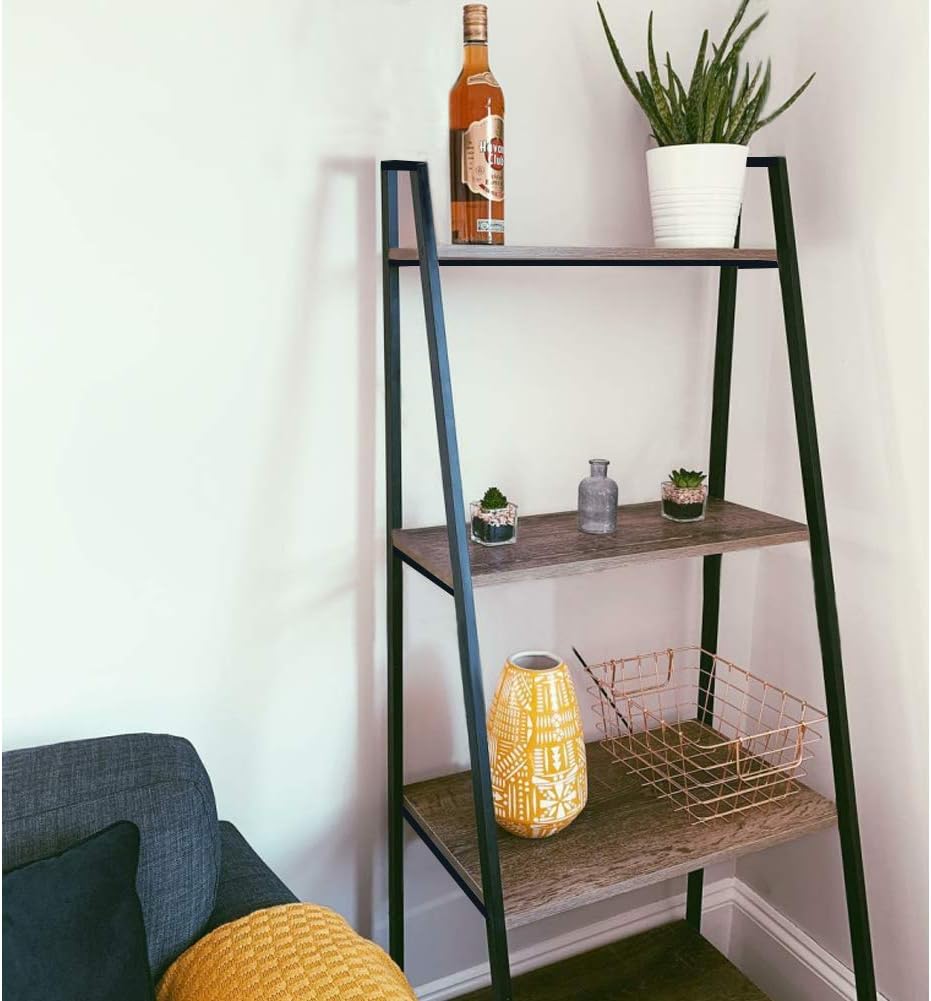 Blissun 4 Tiers Ladder Shelf, Vintage Bookshelf, Storage Rack Shelf for Office, Bathroom, Living Room: Home & Kitchen