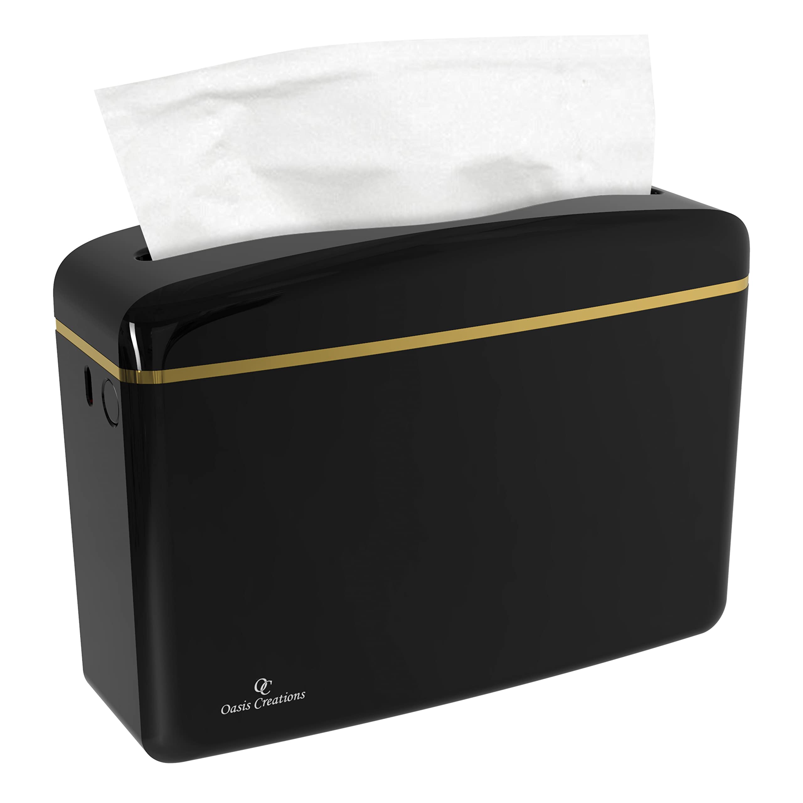 Photo 1 of Countertop Multifold Hand Paper Towel Dispenser by Oasis Creations, Single Sheet Dispensing – Glossy Black