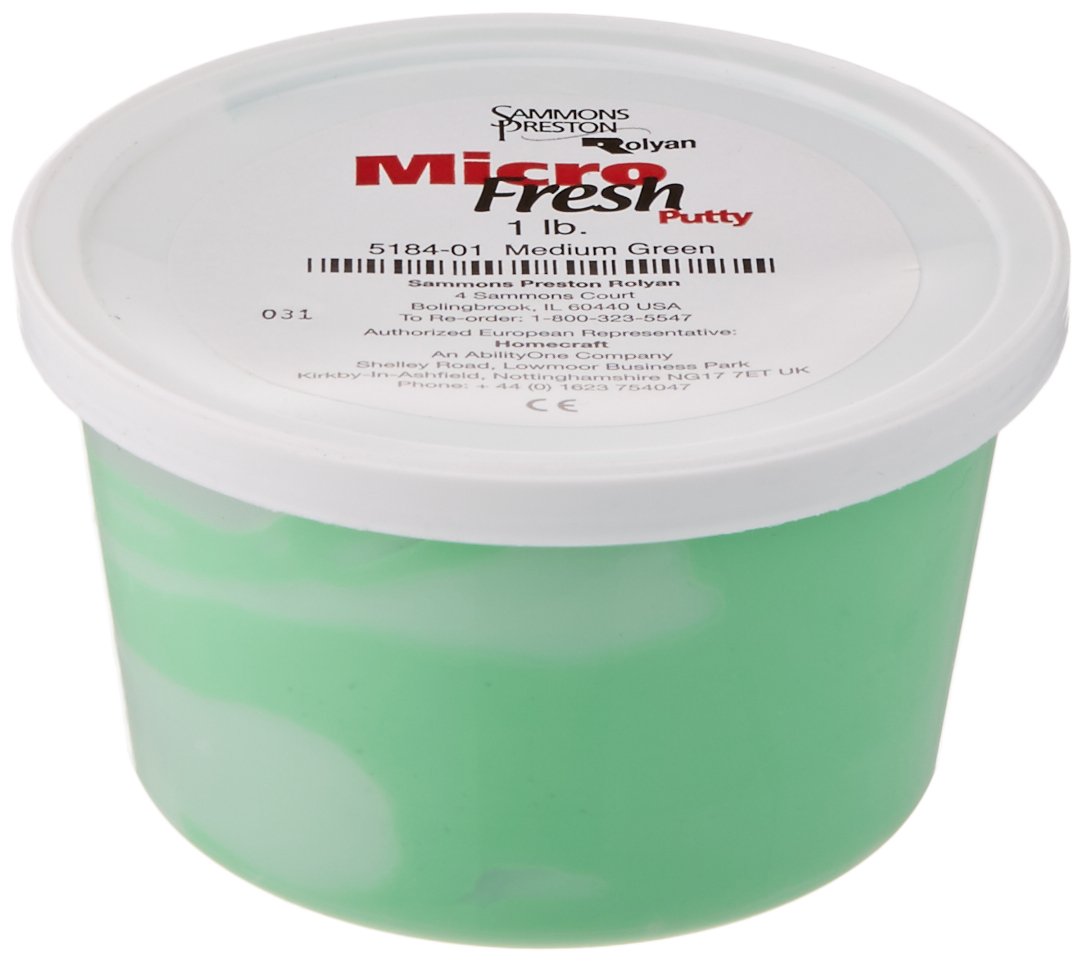 Sammons Preston-72071 Micro-Fresh Putty, Antibacterial, Antifungal, and Antimicrobial Therapy Putty for Hands and Feet Exercises, Tendonitis, Arthritis, Color Coded Non-Toxic Clay, Medium, Green, 1 Pound: Exercise Putty: Industrial & Scientific