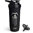 Smartshake Rockband Reforce Stainless Steel Protein Shaker Bottle 900 ml | 30 oz - Leakproof Screw-on Lid - BPA Free - Non Insulated – Unisex - Metallica, Scary Guy Logo on Bottle