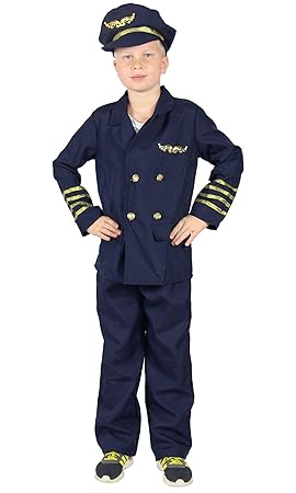 Foxxeo Pilotenkostüm für Kinder Piloten Uniform für Jungen Kostüm Pilot Größe 110/116
